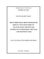Hoàn thiện hoạt động kinh doanh dịch vụ ngân hàng điện tử tại ngân hàng TMCP xuất nhập khẩu Việt Nam- chi nhánh Đà Nẵng