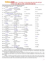 bai tap tieng anh lop 7 unit 10 health and hygiene co dap an