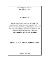 Hoàn thiện công tác thẩm định giá tài sản bảo đảm trong hoạt động cho vay