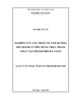 Nghiên cứu các nhân tố ảnh hưởng đến hành vi tiêu dùng thực phẩm chay tại Thành phố Đà Nẵng