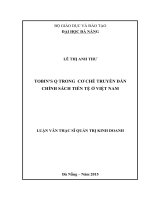 Tobin''s Q trong cơ chế truyền dẫn chính sách tiền tệ ở Việt Nam