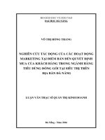 Nghiên cứu tác động của các hoạt động marketing tại điểm bán đến quyết định mua của khách hàng trong ngành hàng tiêu dùng đóng gói tại siêu thị trên địa bàn Đà Nẵng
