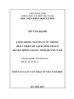 Cộng đồng người cơ tu trong phát triển du lịch sinh thái ở huyện đông giang, tỉnh quảng nam (tt) 