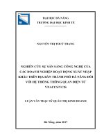 Nghiên cứu sự sẵn sàng công nghệ của các doanh nghiệp hoạt động xuất nhập khẩu trên địa bàn thành phố Đà Nẵng đối với hệ thống thông quan điện tử VNACCS VCIS