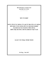 Phân tích tác động của quản trị vốn lưu động đến khả năng sinh lời các doanh nghiệp ngành sản xuất hàng tiêu dùng trên thị trường chứng khoán Việt Nam