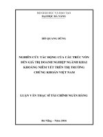 Nghiên cứu tác động của cấu trúc tài chính đến giá trị doanh nghiệp ngành khai thác khoáng niêm yết trên thị trường chứng khoán Việt Nam