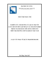 Nghiên cứu ảnh hưởng của quản trị vốn luân chuyển đến lợi nhuận các doanh nghiệp tronh ngành hàng tiêu dùng niêm yết trên thị trường chứng khoán Việt Nam .