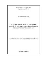 Tư tưởng Hồ Chí Minh Về giải phóng phụ nữ và việc thực hiện bình đẳng giới ở Thành phố Đà Nẵng hiện nay