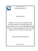 Nghiên cứu các yếu tố ảnh hưởng đến đánh giá rủi ro có sai phạm trọng yếu trong kiểm toán một số chu trình kinh doanh chủ yếu của doanh nghiệp do Công ty TNHH Kiểm toán và Kế toán AAC thực hiện