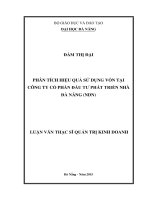 Phân tích hiệu quả sử dụng vốn tại công ty cổ phần đầu tư phát triển nhà Đà Nẵng