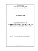 Thực hiện chính sách phảt triển đô thị bền vững từ thực tiễn thành phố Tam Kỳ, tỉnh Quảng Nam (LV thạc sĩ)