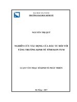 NGHIÊN CỨU TÁC ðỘNG CỦA ðẦU TƯ ðỐI VỚI  TĂNG TRƯỞNG KINH TẾTỈNH KON TUM