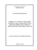 Nghiên cứu tác động của hoạt động sáp nhập và mua lại (M&A) đến tỷ suất sinh lợi cổ phiếu công ty niêm yết trên thị trường chứng khoán Việt Nam