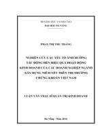Nghiên cứu các yếu tố ảnh hưởng tác động đến hiệu quả hoạt động kinh doanh của các doanh nghiệp ngành xây dựng niêm yết trên thị trường chứng khoán Việt Nam