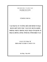 Vận dụng tư tưởng Hồ Chí Minh về đại đoàn kết dân tộc vào xây dựng khôi thống nhất trong mặt trận tổ quốc ở Thị Xã Hồng Lĩnh, Tỉnh Hà Tĩnh hiện nay