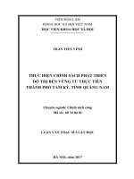 Thực hiện chính sách phảt triển đô thị bền vững từ thực tiễn thành phố Tam Kỳ, tỉnh Quảng Nam (tt)