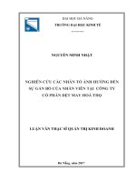 Nghiên cứu các nhân tố ảnh hưởng đến sự gắn bó của nhân viên tại công ty cổ phần dệt may Hòa Thọ