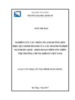 Nghiên cứu các nhân tố ảnh hưởng đến hiệu quả kinh doanh của các doanh nghiệp ngành du lịch - khách sạn niêm yết trên thị trường chứng khoán Việt Nam