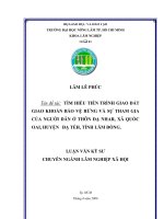TÌM HIỂU TIẾN TRÌNH GIAO ĐẤT GIAO KHOÁN BẢO VỆ RỪNG VÀ SỰ THAM GIA CỦA NGƯỜI DÂN Ở THÔN ĐẠ NHAR, XÃ QUỐC OAI, HUYỆN ĐẠ TẺH, TỈNH LÂM ĐỒNG.