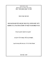 Bảo đảm quyền được bảo vệ, chăm sóc sức khỏe của người có HIV ở Việt Nam hiện nay (Luận văn thạc sĩ)