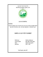 Đánh giá hiệu quả sử dụng đất sản xuất nông nghiệp trên địa bàn xã bằng lãng, huyện chợ đồn, tỉnh bắc kạn 
