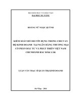 Kiểm soát rủi ro tín dụng trong cho vay hộ kinh doanh tại ngân hàng TMCP đầu tư và phát triển Việt Nam- chi nhánh Bắc Đăk Lăk