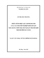 Phân tích hiệu quả kinh doanh của các doanh nghiệp khách sạn nhà hàng trên địa bàn Quận Thanh Khê- Thành phố Đà Nẵng