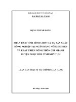 Phân tích tình hình cho vay hộ sản xuất nông nghiệp tại Ngân hàng Nông nghiệp và Phát triển nông thôn Chi nhánh huyện Ngọc Hồi, tỉnh Kon Tum.