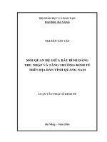 Mối quan hệ giữa bất bình đẳng thu nhập và tăng trưởng kinh tế trên địa bàn Tỉnh Quảng Nam