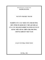 Nghiên cứu các nhân tố ảnh hưởng đến tính ổn định duy trì lợi nhuận của các doanh nghiệp ngành sản xuất hàng tiêu dùng trên Thị Trường Chứng Khoán Việt Nam