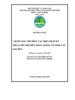 BƯỚC ĐẦU TÌM HIỂU CÁC BIỆN PHÁP KỸ THUẬT HỖ TRỢ ĐẾN NHÂN GIỐNG VÔ TÍNH CÂY SAO ĐEN