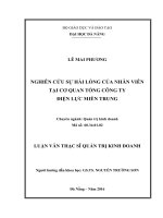 Nghiên cứu sự hài lòng của nhân viên tại Cơ quan Tổng Công Ty Điện Lực Miền Trung.
