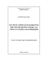 Xây dựng chính sách marketing đối với thị trường nội địa tại công ty cổ phần giầy Bình Định