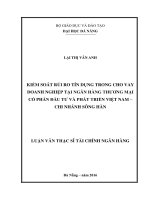 Kiểm soát rủi ro tín dụng trong cho vay doanh nghiệp tại ngân hàng thương mại cổ phần đầu tư và phát triển Việt Nam - Chi nhánh sông Hàn