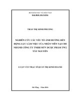 Nghiên cứu các yếu tố ảnh hưởng đến động lực làm việc của nhân viên tại chi nhánh công ty TNHH MTV dược phẩm TW2 Tây Nguyên