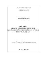 Phát triển chương trình du lịch sinh thái tại công ty TNHH lữ hành Khoa Trần, Hội An.