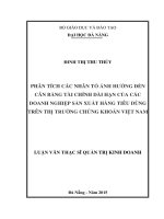 Phân tích các nhân tố ảnh hưởng đến cân bằng tài chính dài hạn của các doanh nghiệp sản xuất hàng tiêu dùng trên thị trường chứng khoán Việt Nam