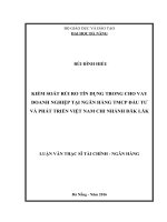 Kiểm soát rủi ro tín dụng trong cho vay Doanh nghiệp tại Ngân hàng TMCP Đầu tư và Phát triển Việt Nam - Chi nhánh Đắk Lắk