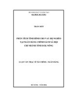 Phân tích tình hình cho vay hộ nghèo tại ngân hàng Chính sách xã hội - chi nhánh tỉnh Đăk Nông