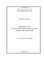 Giải quyết tố cáo của các cơ quan hành chính nhà nước từ thực tiễn tỉnh Bến Tre (LV thạc sĩ)