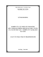 Nghiên cứu các nhân tố ảnh hưởng đến ý định đặt phòng khách sạn trực tuyến của người Việt Nam - nghiên cứu tại địa bàn Đà Nẵng.