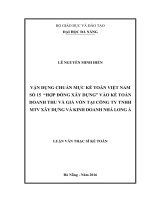 Vận dụng chuẩn mực kế toán Việt Nam số 15  hợp đồng xây dựng vào kế toán doanh thu và giá vốn tại công ty TNHH MTV xây dựng và kinh doanh nhà Long Á