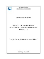 QUẢN LÝ CHI THƯỜNG XUYÊN  NGÂN SÁCH NHÀ NƯỚC TẠI THỊ XÃ AN KHÊ,  TỈNH GIA LAI