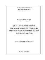 Quản lý nhà nước đối với các doang nghiệp có vốn đầu tư trực tiếp nước ngoài trên địa bàn thành phố ĐÀ NẴNG.