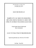 Nghiên cứu các nhân tố ảnh hưởng đến lòng trung thành của nhân viên công ty cổ phần VINACONEX 25, Đà Nẵng