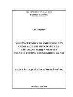 Nghiên cứu nhân tố ảnh hưởng đến chính sách chi trả cổ tức của các doanh nghiệp niêm yết trên thị trường chứng khoán Hà Nội