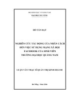 Nghiên cứu về mối quan hệ giữa nhân cách và việc sử dụng mạng xã hội Facebook của sinh viên trường Đại học Quảng Nam