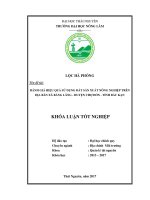 Đánh giá hiệu quả sử dụng đất sản xuất nông nghiệp trên địa bàn xã Bằng Lãng, huyện Chợ Đồn, tỉnh Bắc Kạn. (Khóa luận tốt nghiệp)