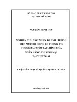 Nghiên cứu các nhân tố ảnh hưởng đến mức độ công bố thông tin trong báo cáo tài chính của ngân hàng thương mại tại Việt Nam