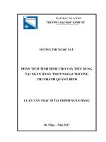 Phân tích tình hình cho vay tiêu dùng tại ngân hàng TMCP Ngoại Thương- Chi nhánh Quảng Bình